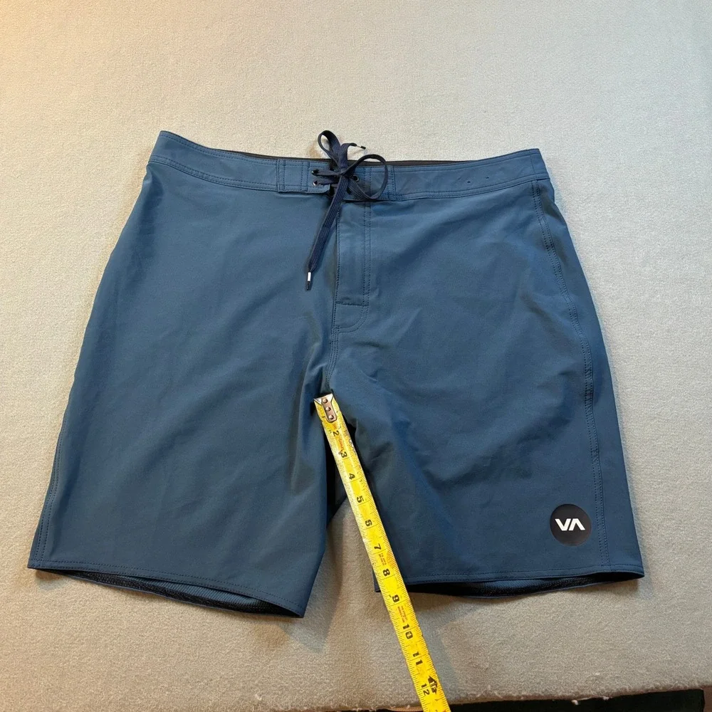 RVCA Board Shorts Mens 36 Blue 4-Way Performance Stretch Swim Trunks ME117VAT